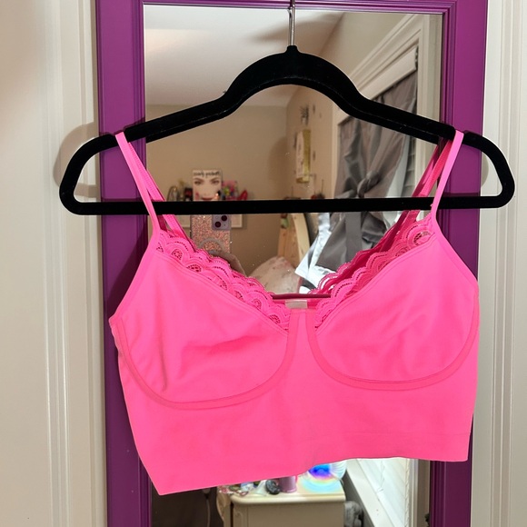 Aerie Pink Lace Trim Bralette - Picture 2 of 5
